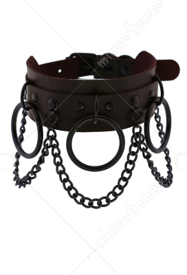 Punk Doppel Leder Halsband Halsband Mit Sexy Schwarz O Form Ring F R