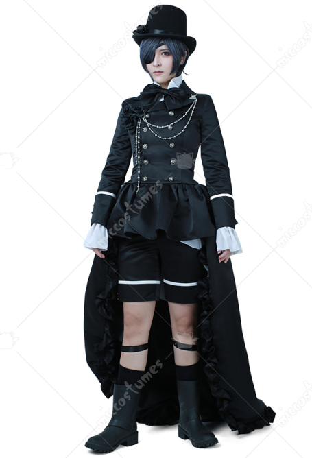 Black Butler Ciel Phantomhive Klassisch Schwarz Cosplay Kostum Anzug Kleid