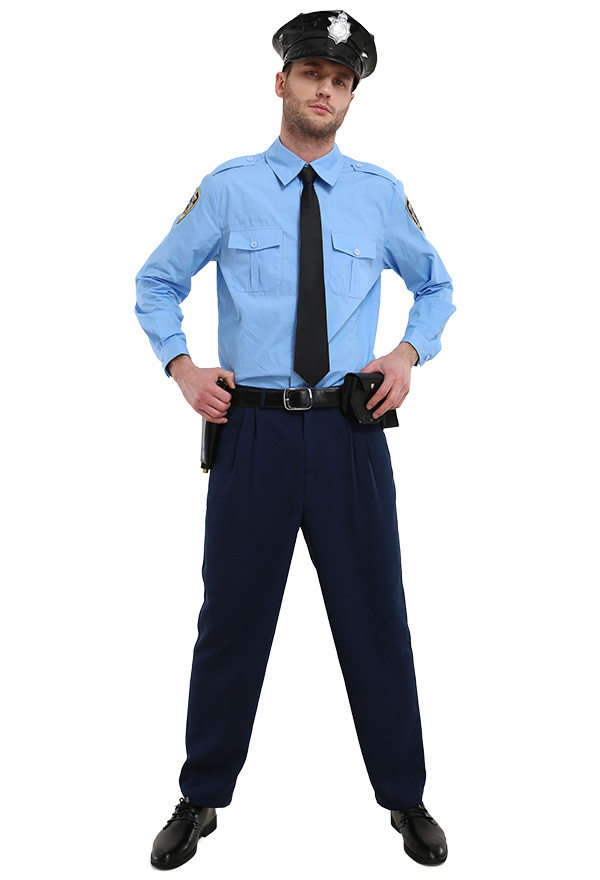 萬聖節警察服裝男性police通用長袖制服包含帽子