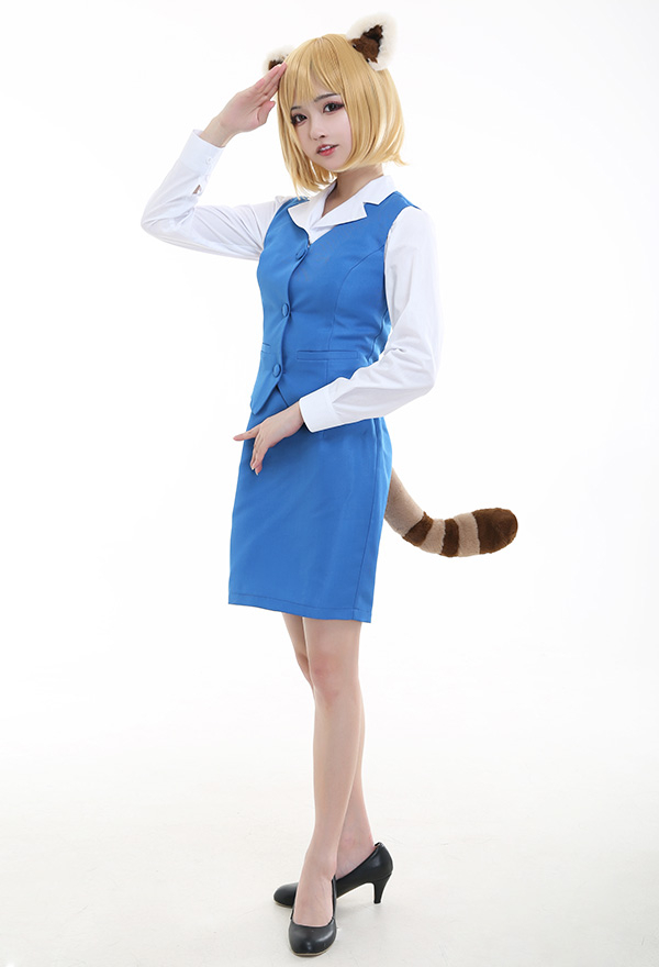 衝吧烈子aggretsuko 女主烈子cosplay服ol女性制服含尾巴和耳朵