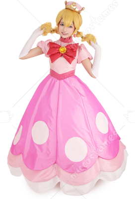 Toadette Princess Peach Peachette Cosplay Costume Dress