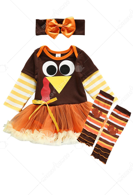 Thanksgiving Turkey Romper Baby Girl Clothes Set Outfits For Sale