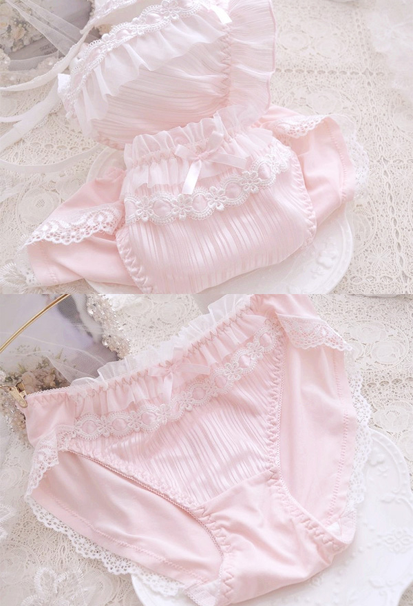 Women Japanese Style Thin Triangle Cup Lace Decorated Underwear ...