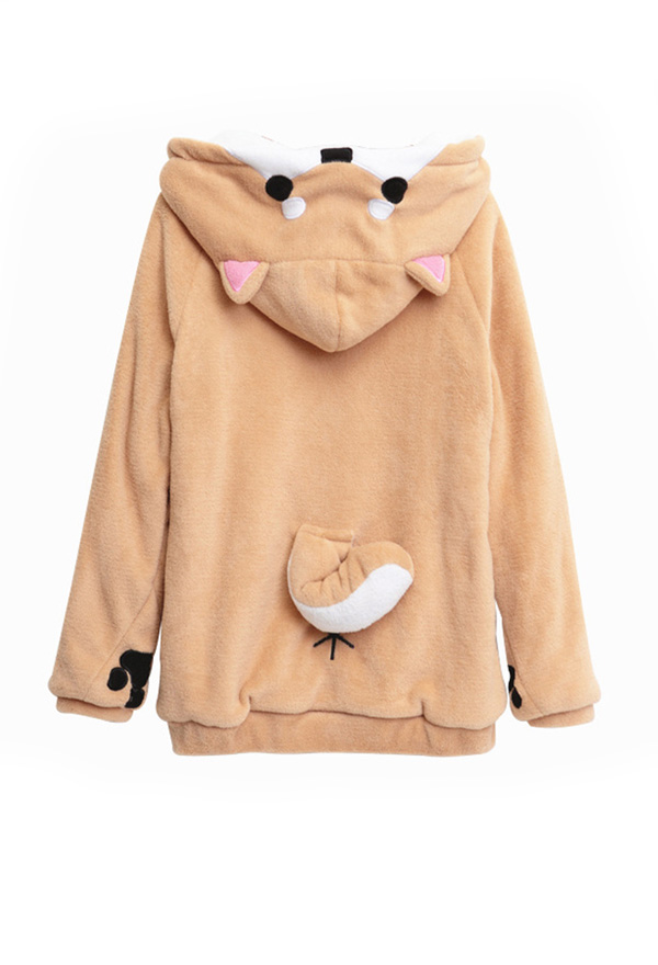 Kawaii Fluffy Shiba Inu Hoodie– Kawaii Tops Outfit | Flannel Hoodie In ...