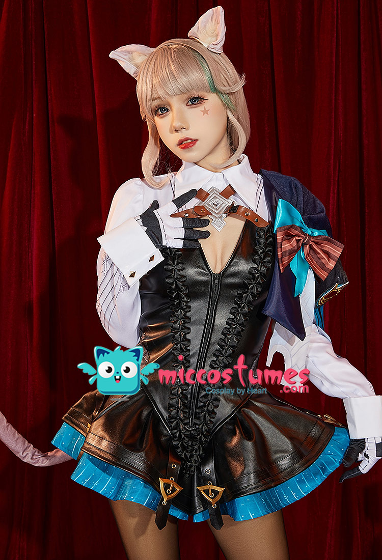 Bodysuit and Cloak with Stockings and Tail - Genshin Impact Lynette Cosplay  Costume