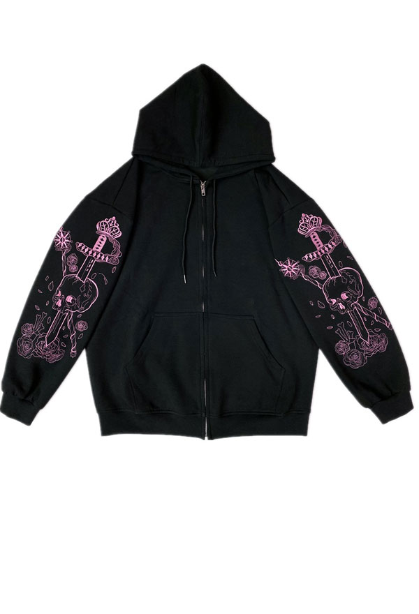 Zip Up Women Hoodie - JK Embroidery Long Sleeves Sweatshirt Jacket ...