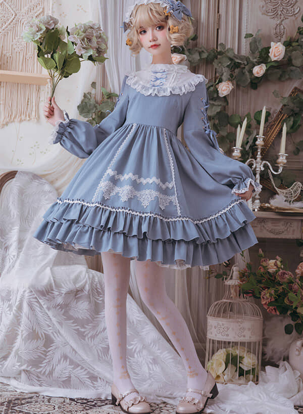 Sweet Lolita Dress - Lace Balloon Sleeves OP Dress | Lolita Dress for Sale