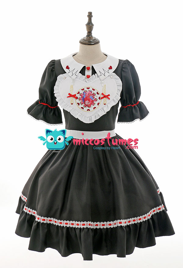 Gothic Maid Dress - Halloween Heart Bow Pattern Dress and Apron | Top ...