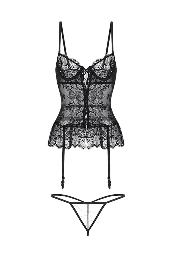 Strapped Net Lace Decorated Lingerie - Woman Halter Bodysuit | Outfit ...